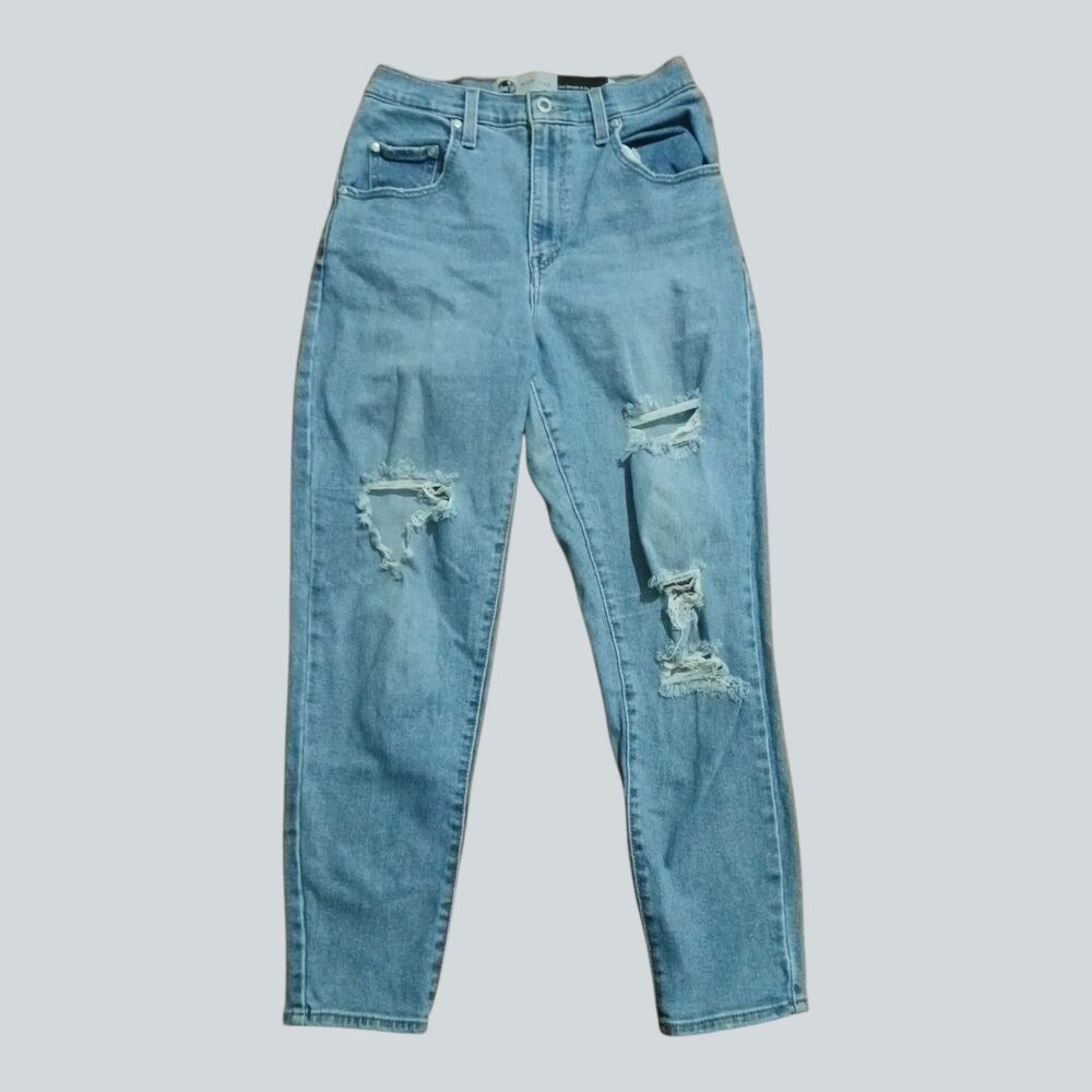 Levi's SilverTab Mom Jeans Women's 28 Light Wash Distressed High Rise Tapered